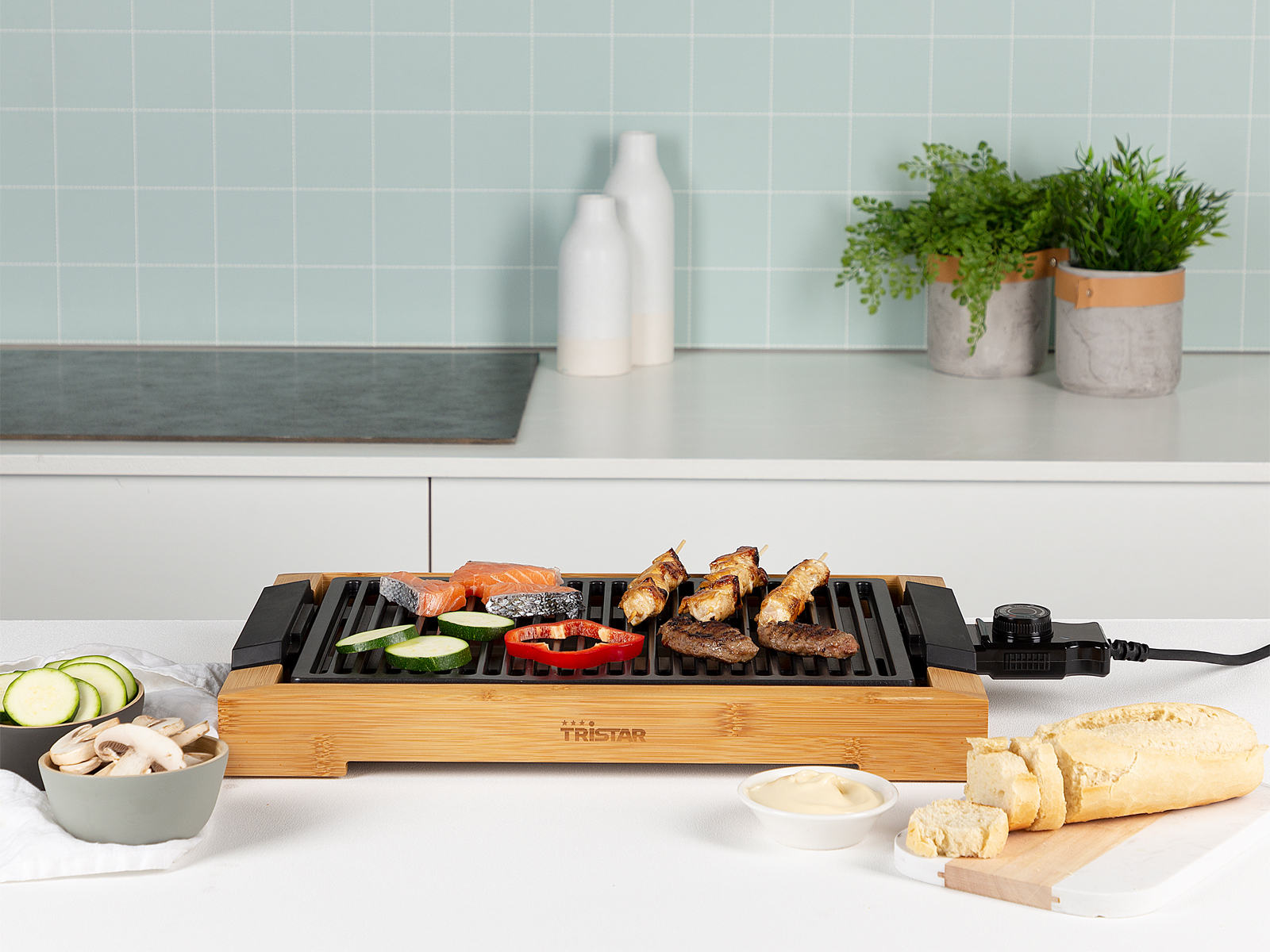 Parrilla Y Barbacoa Eléctrica Cocina 2000 W Bambú 37X25 Cm - Negro - Tristar En Oferta Parrillas Saludables Eléctricas Camping Parrillas Para Balcón Sin Humo, Gran Zona De Barbacoa